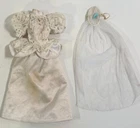 Vintage Barbie Doll Bridal Wedding Dress Gown Bride Veil Clothing READ