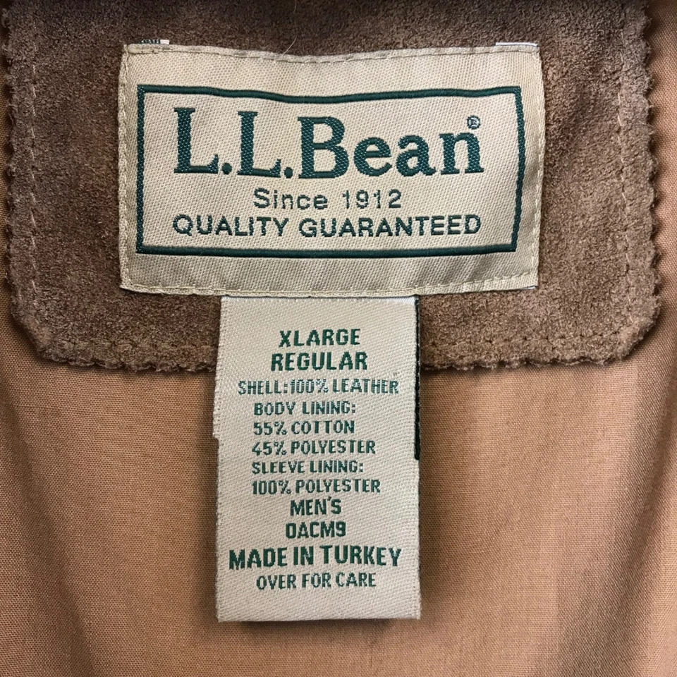 Vintage LL Bean Mens XLARGE Brown Suede Leather Button Front Jacket Coat Outdoor - Image 4 of 4