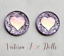Blythe Doll Metallic Eyechips Pink Heart Glitter Eye Chips 14mm Custom Furby Bjd