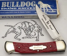 Vintage 1997 BULLDOG BRAND Solingen Single Dog Stamp Lockback Knife DAMASCUS