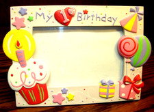 Photo Frame Happy First 1st Birthday Holds 4"x 6" Picture Tabletop Decor   679