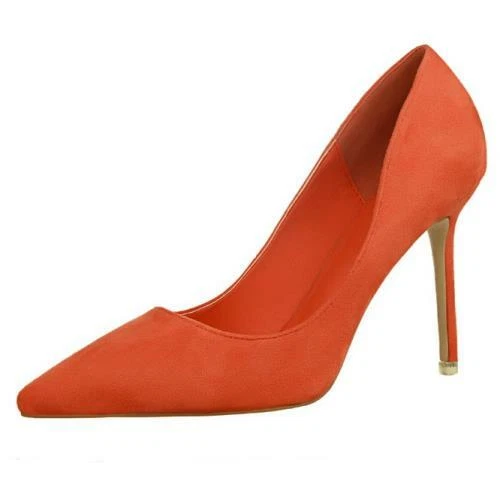Sexy Women's Pointed Toe Slip On Shoes Faux Suede Slim High Heels Ol Pumps Party - Image 3 of 4