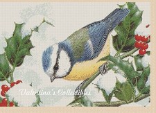 Christmas Blue Tit Bird Counted Cross Stitch Chart No. 4-390 