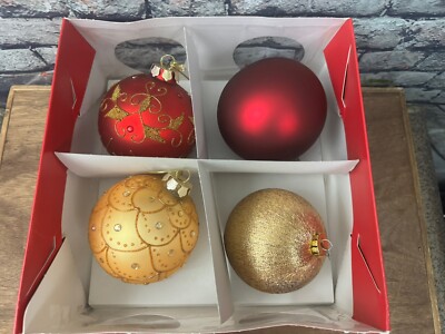Neiman Marcus Vintage Variety Round Ornaments 4 Pieces 12'' Circumference
