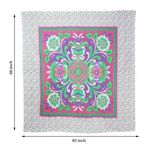 Indian Pink Floral Tapestries Art Deco Bohemian Bedspread Wall Hanging Tapestry - Picture 5 of 9