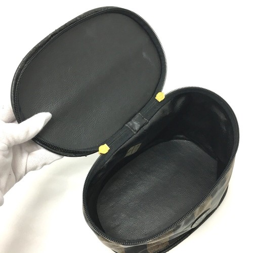 FENDI FF Logo Pekannuss Oval Typ Waschtisch Käfer Handtasche PVC/Leder braun - Bild 10 von 12