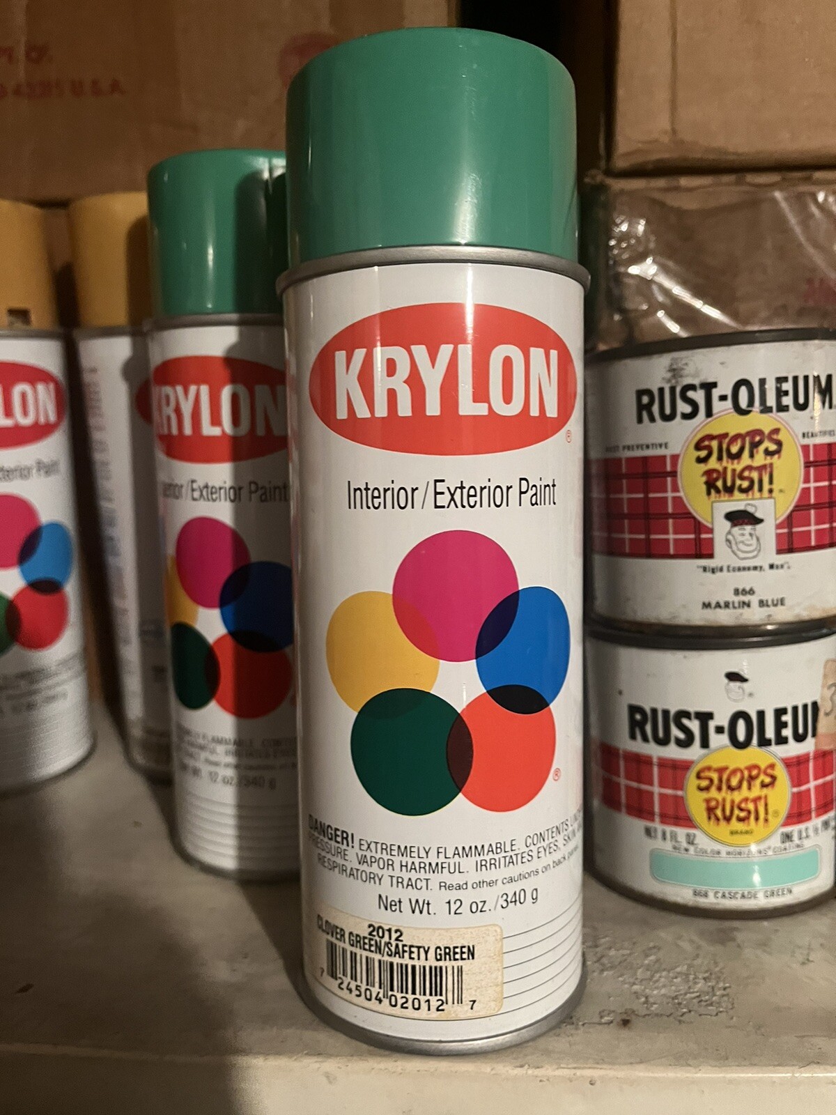 Rare Vintage 1991 OSHA Clover Safety Green KRYLON Flat Ball spray paint