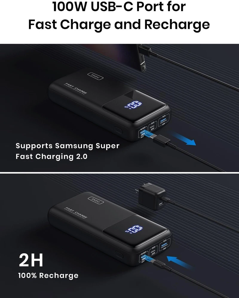 25000mAh Power Bank with 100W USB C PD QC Fast Charging for Laptops