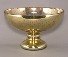 Compote Bowl Vase Glass Gold Mercury Pedestal Base 10"Dia 6.5"High
