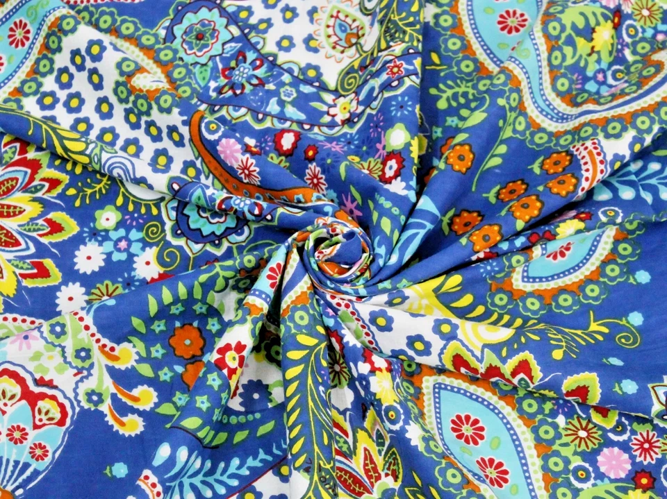 Material de vestido indio con estampado de bloques de tela de algodón floral a mano de 5 yardas Foto 4 de 4