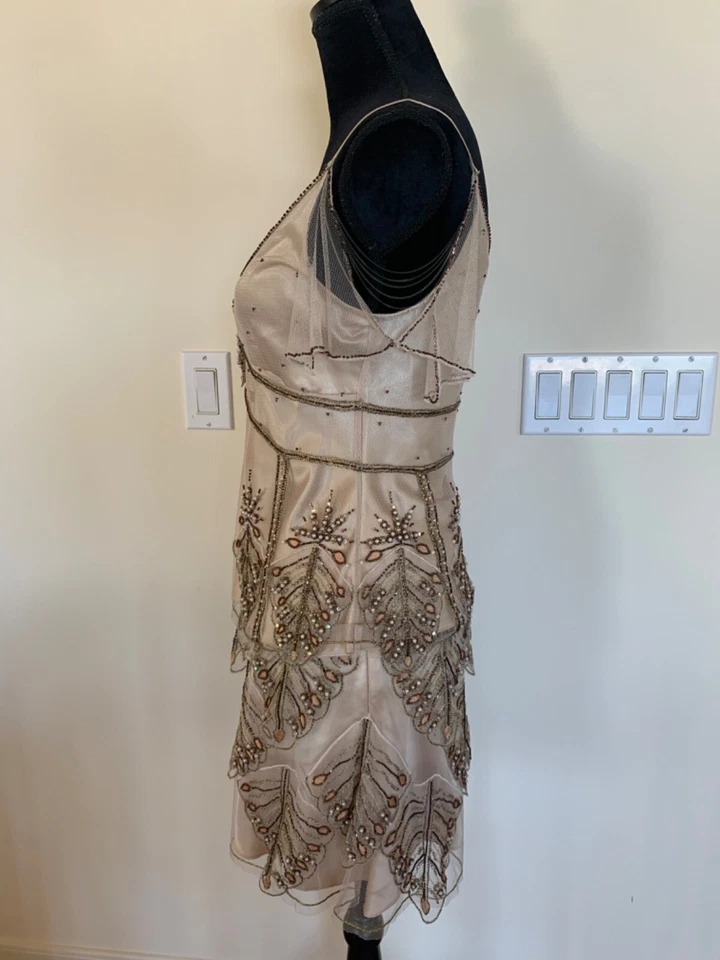 KAREN MILLEN Romántico Conjunto de Conjunto de Cuentas de Tul Top Falda Vestido de Fiesta de Cóctel Talla 6 Foto 3 de 4