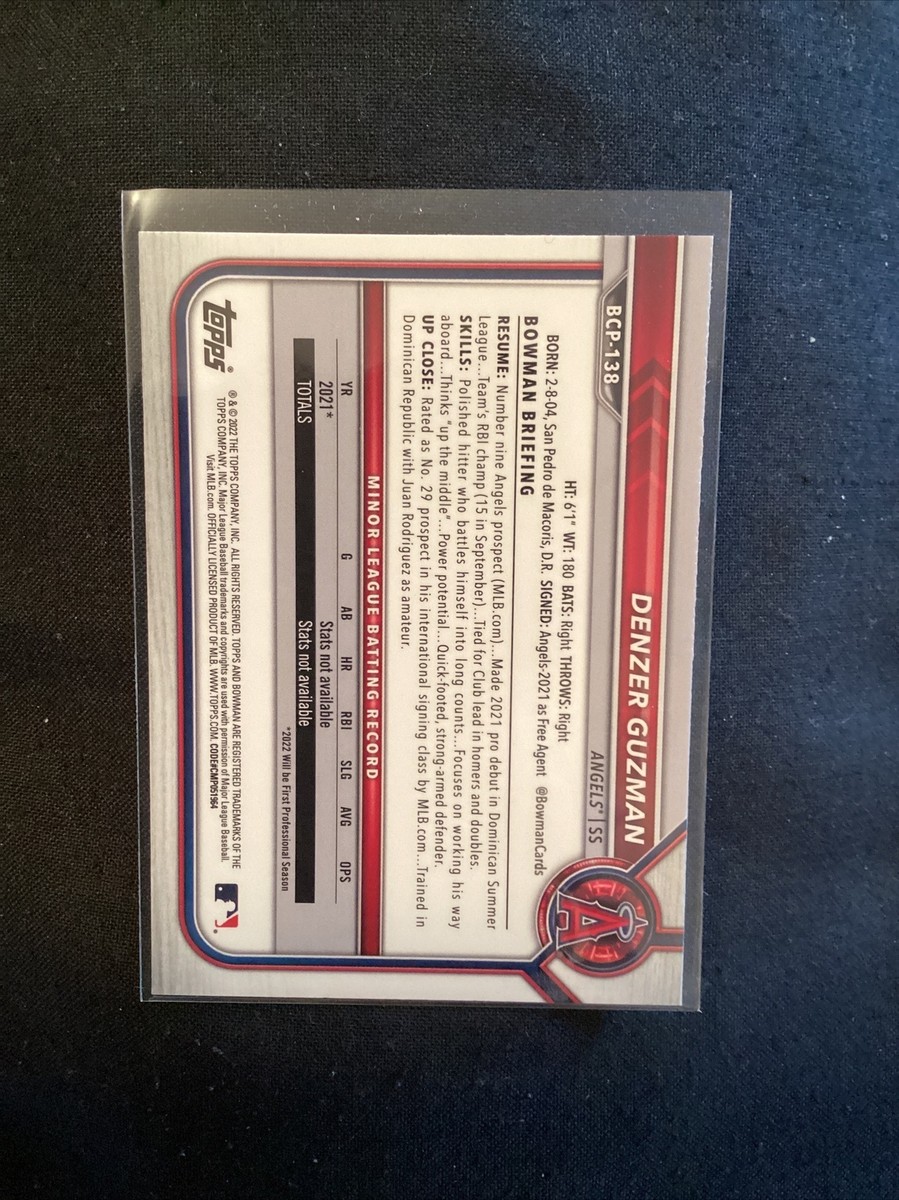 denden☆ 2022 Bowman Denzer Guzman Chrome 1st Angels BCP-138 | eBay