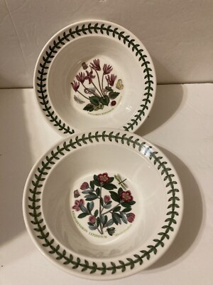 Portmeirion Botanic Garden Bowls Lavender Purple Florals 6.5  Set Of 2