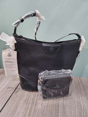 Joy Mangano Women's Drop Handbag Tote Black w/Accessories EXPANDABLE!