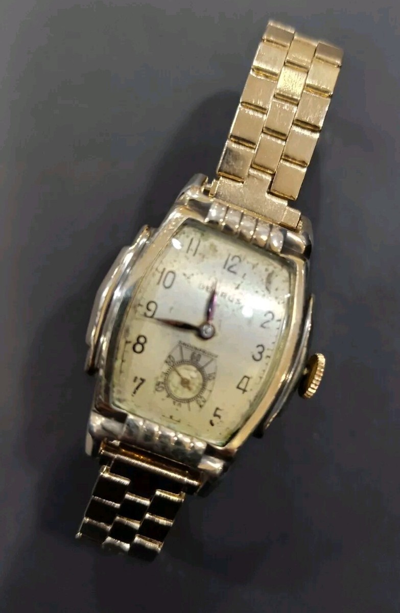 Vintage 1940s Art Deco Mens Stepped Case BENRUS Mechanical Wrist