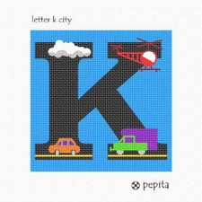 Letter K City Needlepoint Kit or Canvas