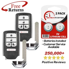 2 Remote Keyless Entry Fob Uncut Key Blade Replacement For Honda 5b (KR5V1X)