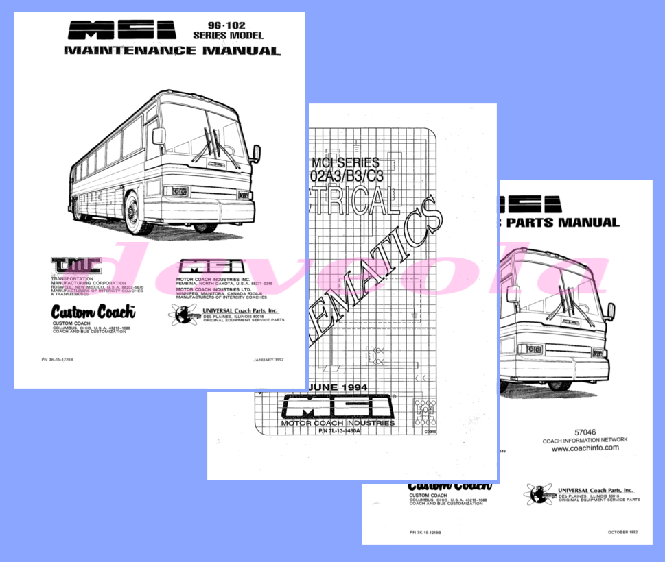 Manual Inbus ALL MCI102A MCI102B MCI102C BUS MANUALS! MCI 96 MCI 102 MANUAL (DIGITAL ...