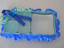 Baby Boy Shower Gift Candles and Candle Tray - NEW IN BOX
