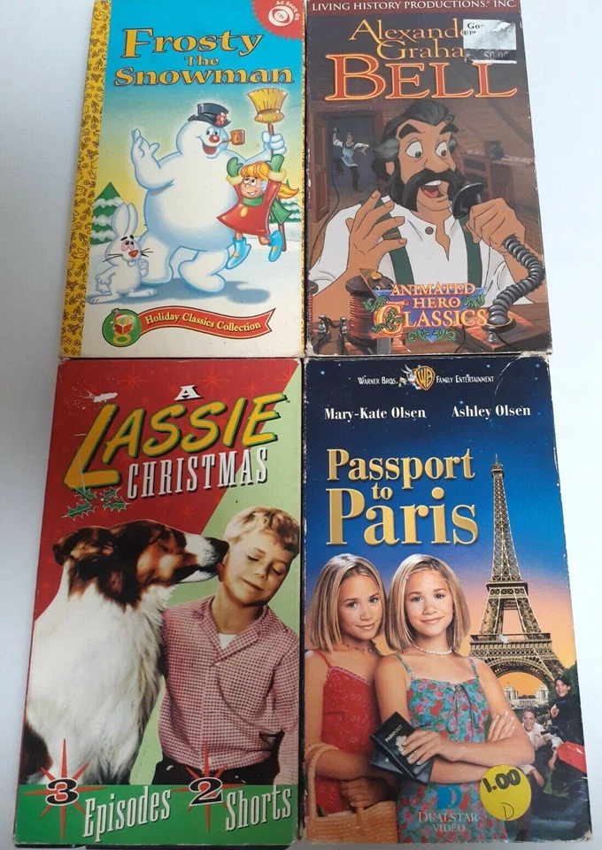 Lot of 5 VHS Kids Movies Free Willy Frosty Lassie Passport to Paris Family Foto 3 de 4