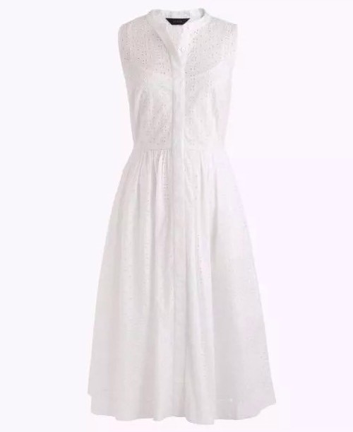 j crew eyelet shirt dress Mini Cerise Shirt-dress In Eyelet Cotton Poplin For Women