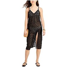  34 MIKEN Swim Animal Print Textured Slit Dress V Neck Cover Up Size Medium
