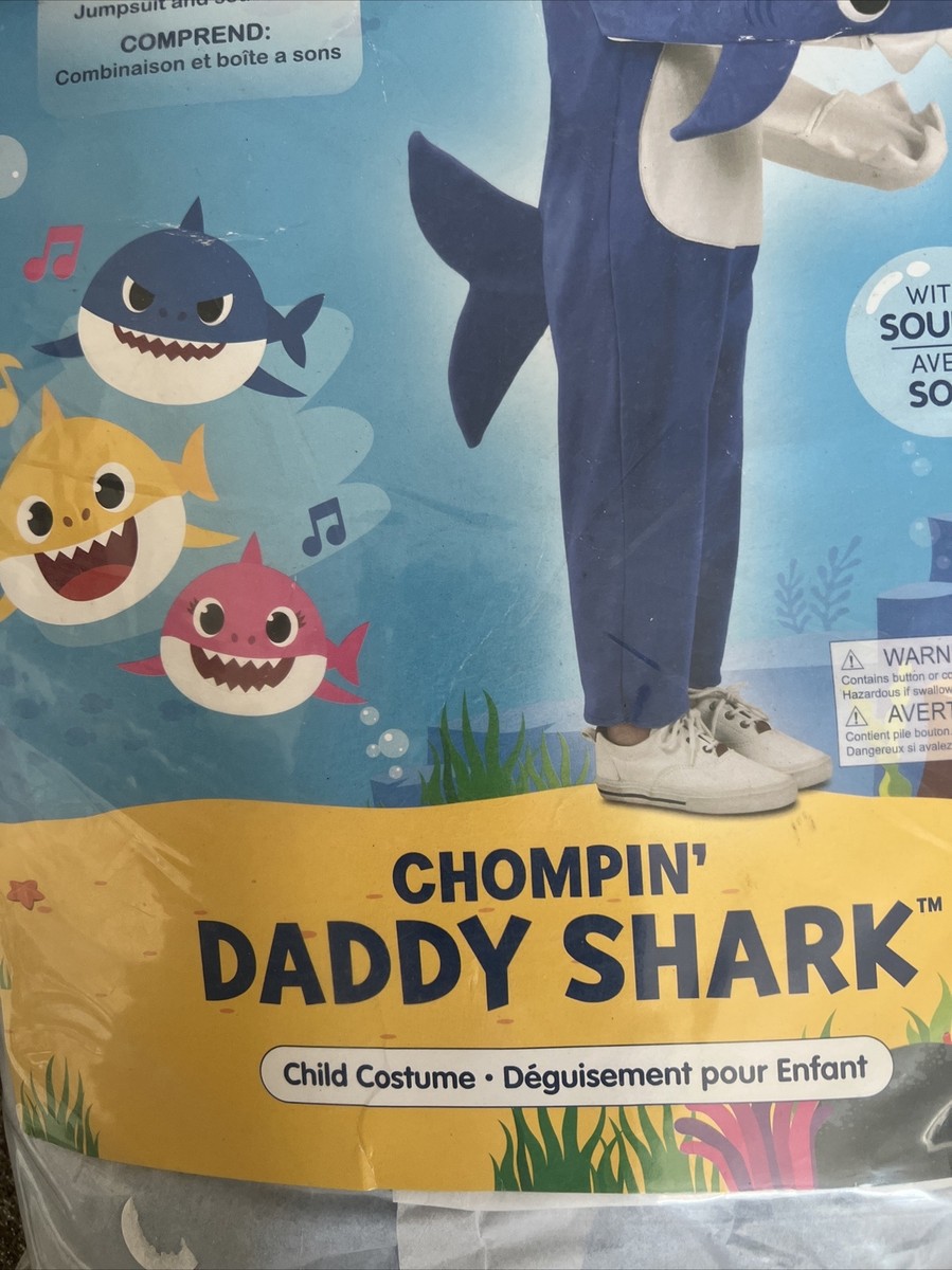 Baby Shark Chompin Daddy Shark Halloween Costume W/Sound, Size XS