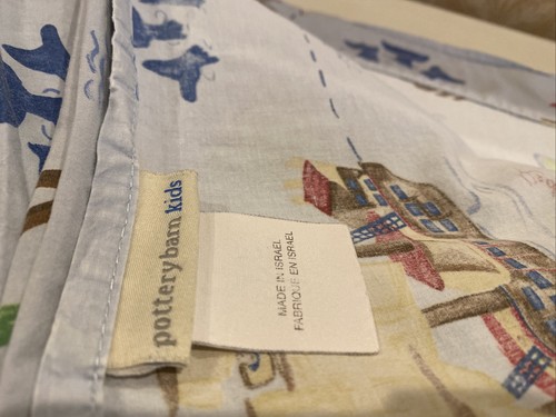 Pottery Barn Kids Twin Size Blue Pirate Ship Organic Flat Sheet - 第 3/5 張圖片