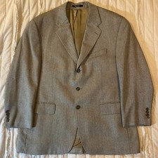 Vtg Polo University by Ralph Lauren Blazer Mens 44R Grey Wool Silk Herringbone
