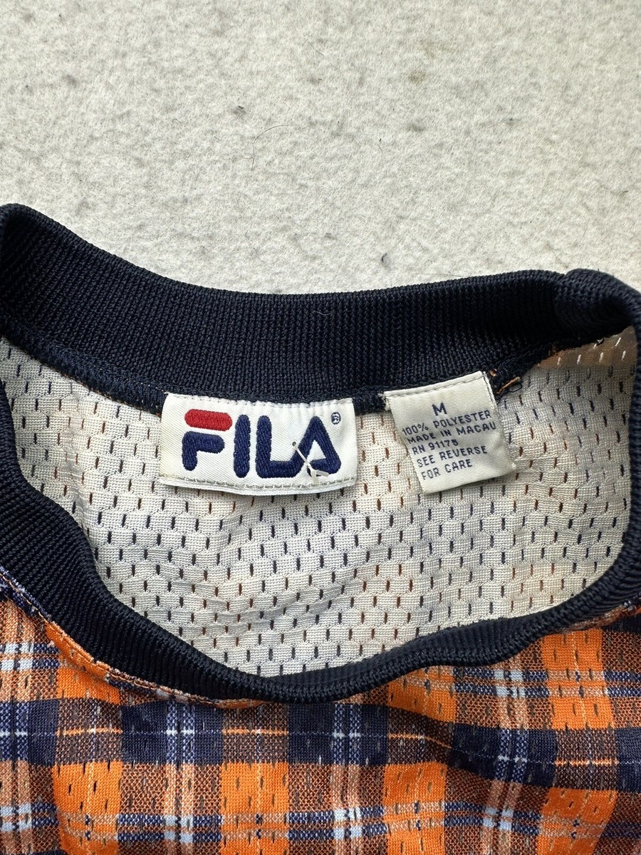 Vintage Men's Fila Plaid Mesh Jersey Shirt 90s Size M Grant Hill