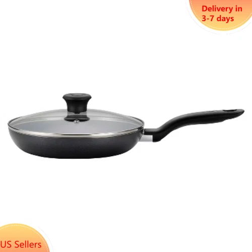 T-fal 10" Frying Pan with Lid, Simply Cook Nonstick Cookware Black