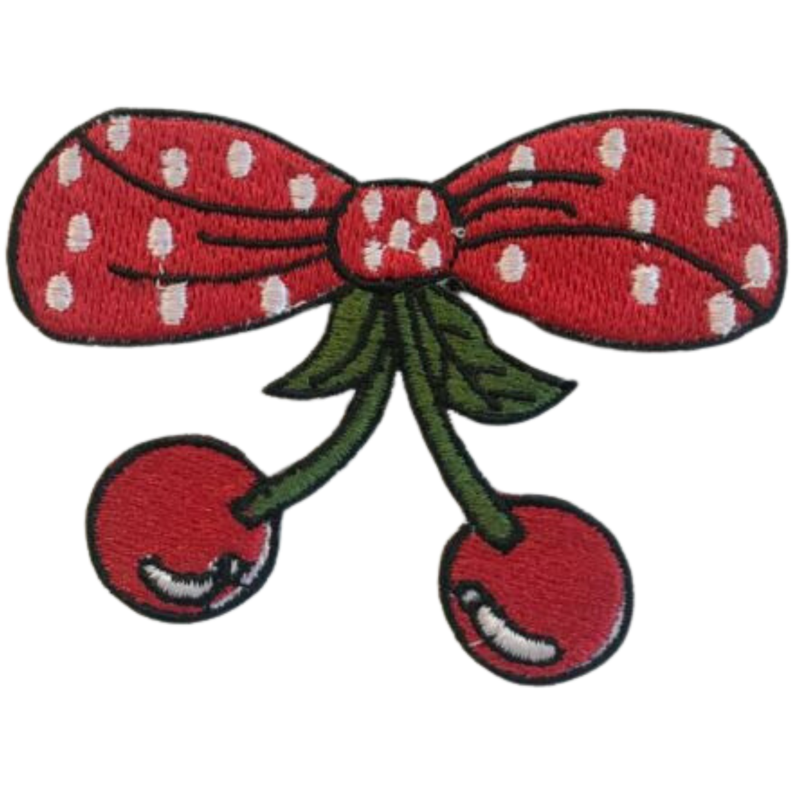 Polka Dot Cherry Embroidered Iron-On or Sew-On Badge Patch