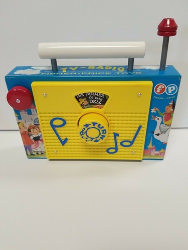 Fisher Price TV Radio Wind Up Musical Toy Farmer In The Dell 1960s Vintage Works - Bild 2 von 8