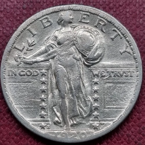 1920 S Standing Liberty Quarter 25c Better Grade XF + Details #67346