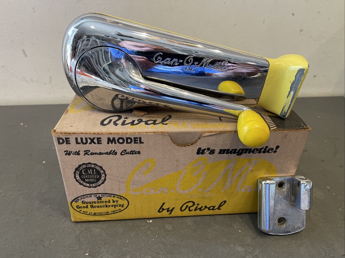 Vintage 1950s 1960s CAN-O-MAT Wall mount Rival CAN OPENER YELLOW 