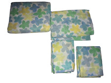 vintage Signature FLOWER POWER DAISIES GREEN YELLOW FLORAL 4P FULL SHEET SET