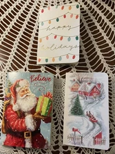 3 Junk Journal Christmas Cards W/ Envelopes Pockets, Journal Cards, 24 Pages