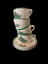Spode Christmas Tree Cup and Saucer Tea Coffee Set Of 4 England