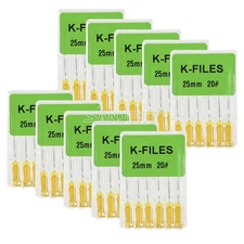 60Pc DDental Endo Root Canal K-Files Stainless Steel Hand Use 25 mm Files