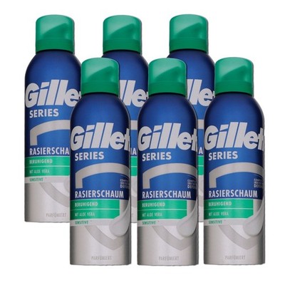 Gillette Series Sensitive 6 x 200 ml Rasierschaum mit Aloe Vera Set