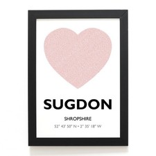 A4 PRINT - Sugdon, Shropshire - Word Heart Design - SJ6014