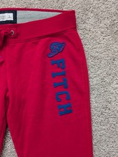 Abercrombie Fitch Sweatpants Women's Medium Winged Foot Logo Red Joggers Y2K