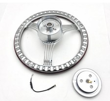 14 Steering Wheel Kit Banjo Style 9-hole Hot Rod Gm Real Wood Chrome