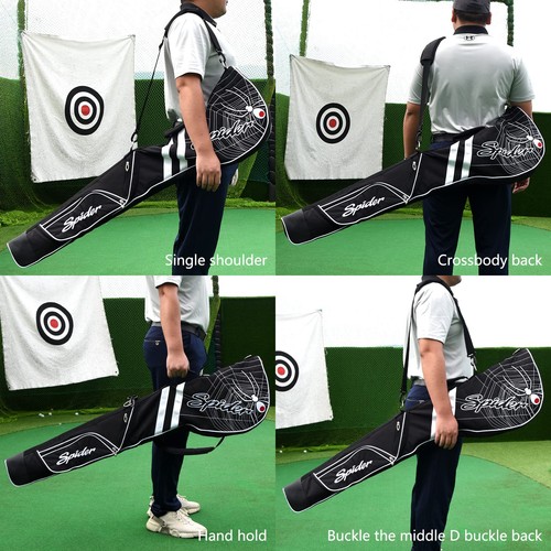 Black Porable Lightweight Waterproof Thick Padded Pencil Carry Golf Bag Range - Picture 3 of 5