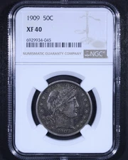 1909 Barber Half Dollar - 50c NGC XF40 - Nice Surfaces!