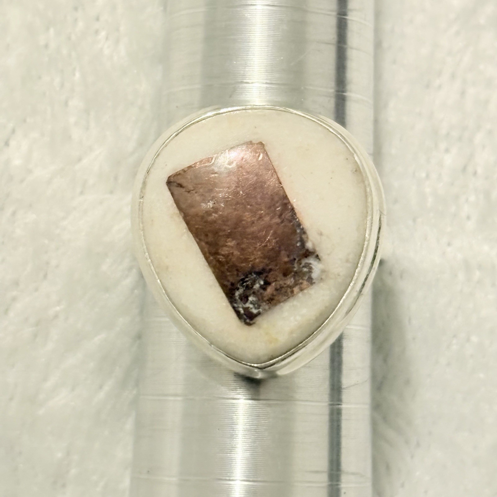 Sterling Silver Solid 925 Genuine Copper Agate Ri… - image 1