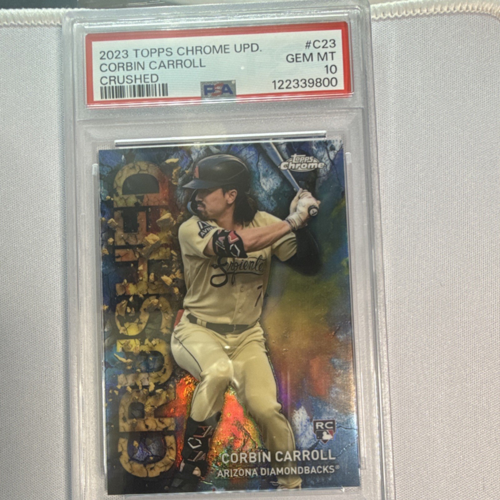 2023 Topps Chrome Update Corbin Carroll CRUSHED RC #C23 PSA 10 GEM MINT 🔥