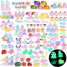 130pcs Luminous Mini Resin Animals Figures to Hide Miniature Figurines Glow i...