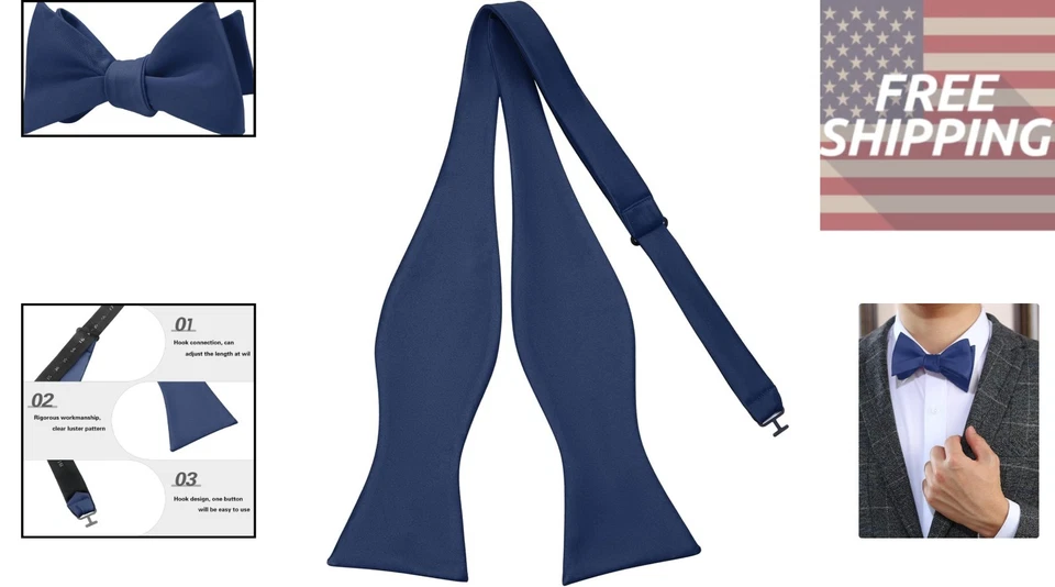 Pajarita de lujo azul marino con corbata - Hecha a mano para el distinguido caballero Foto 2 de 4