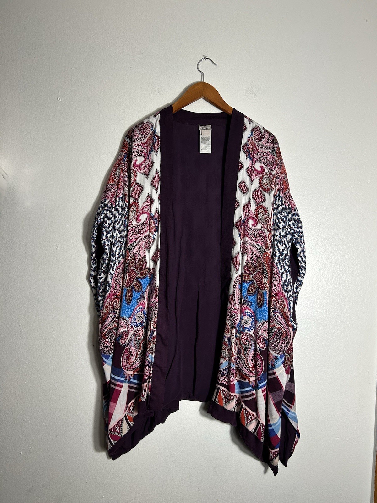 CHICO'S Multicolor Patchwork Print Open Front Car… - image 2